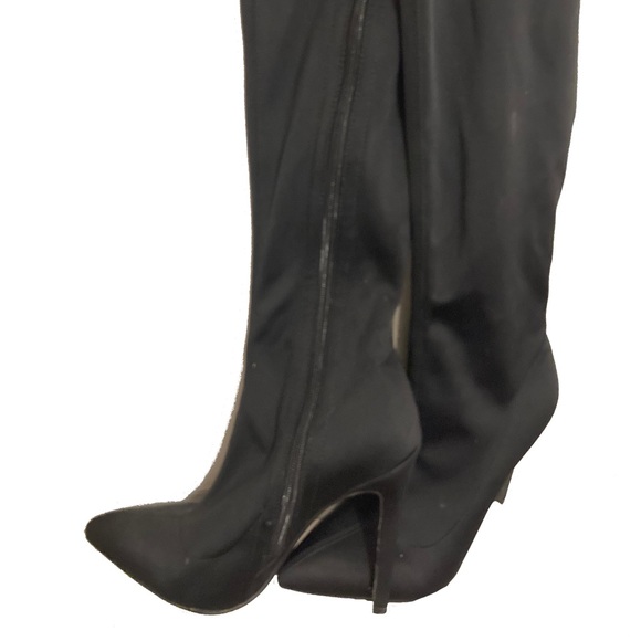 EGO Thigh High Satin Stiletto Boots - Picture 4 of 7